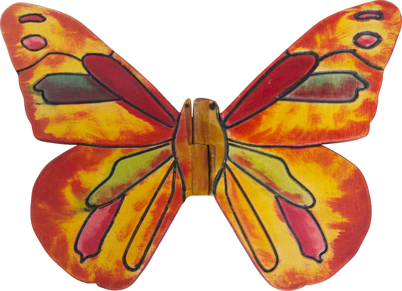 holzfigur schmetterling gelb